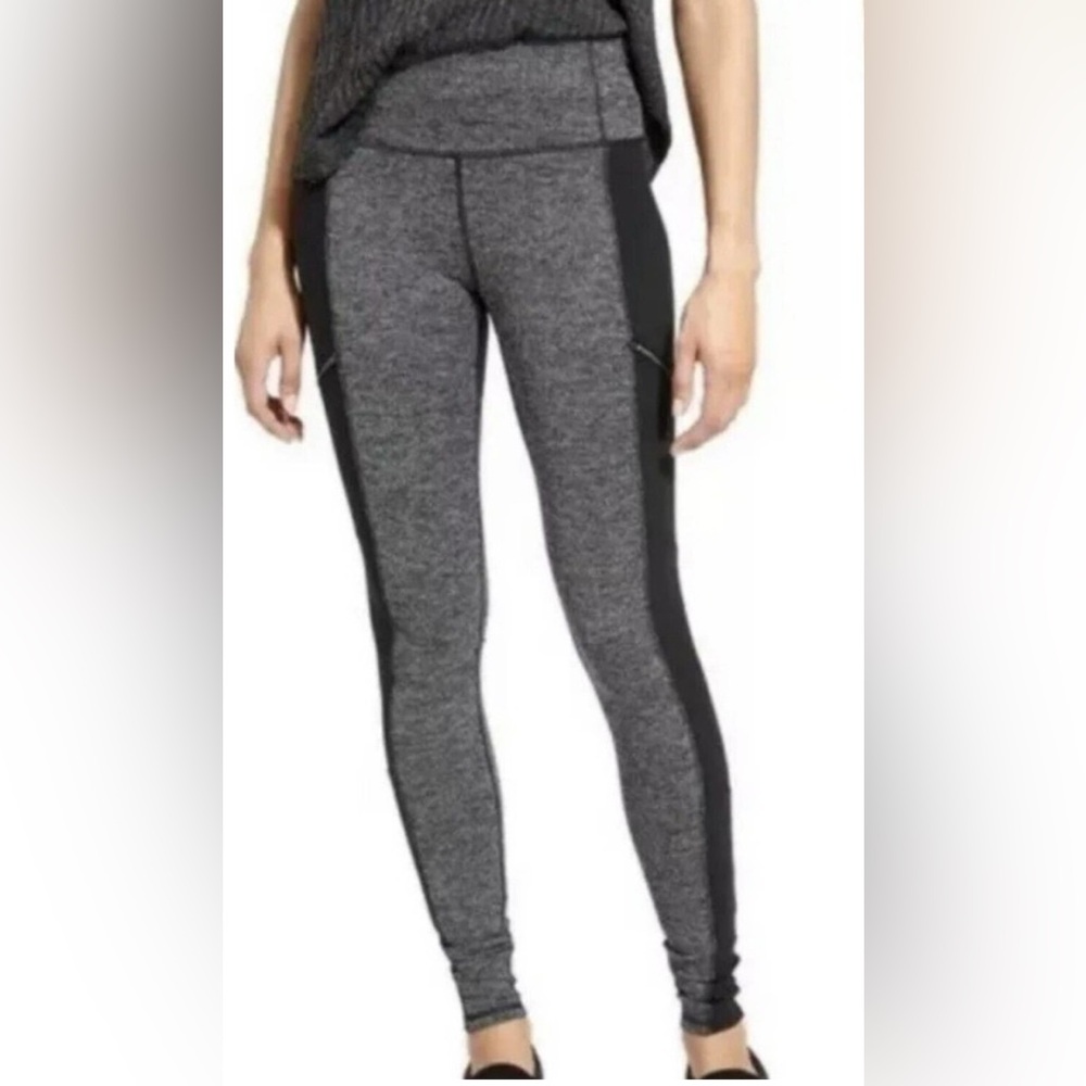 Athleta Metro Drifter Zip Pocket High Rise Leggings Herringbone